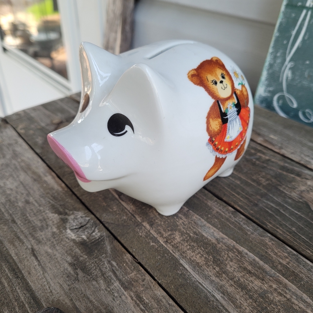 Vintage Reutter Porzellan hand painted Germany Piggy Bank